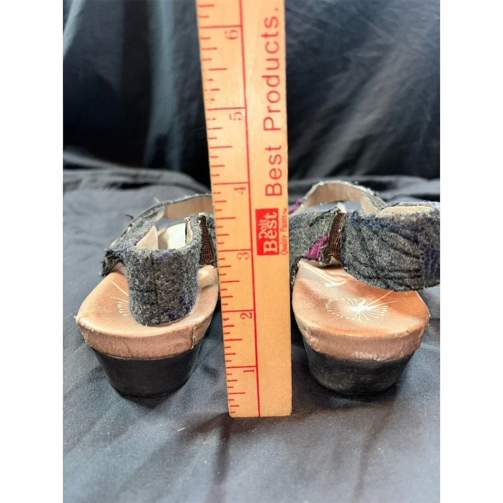 OTOT Springfield Womens Gray Floral Mary Jane Strap Wedge Heel Shoes w/box 7.5